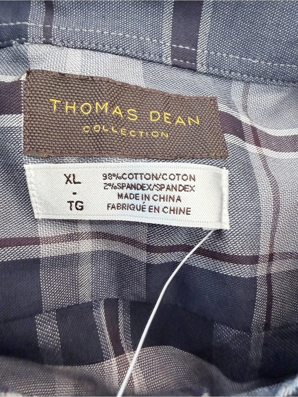 Thomas Dean Gray, Navy and White Plaid Button-Down Shirt